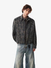 Vintage Washed Plaid Cropped Shirt Jacket 