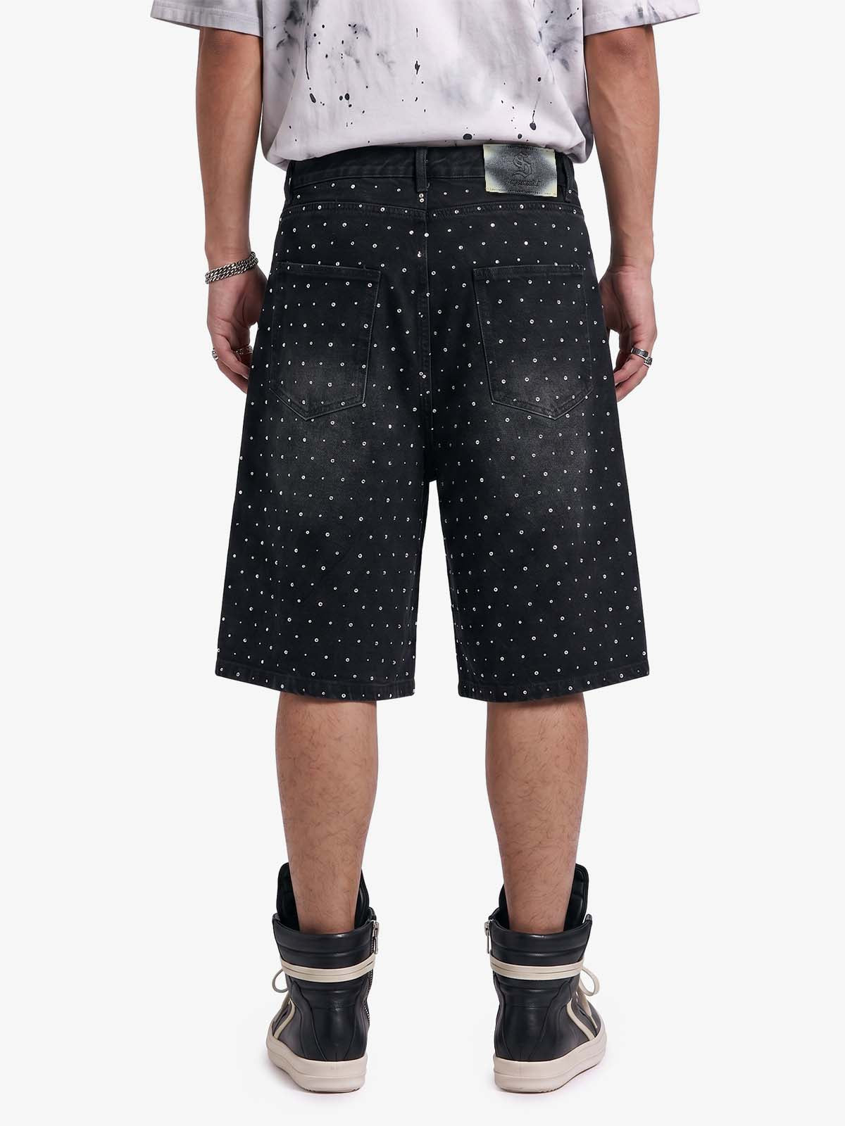 Pearl Embroidered Denim Shorts