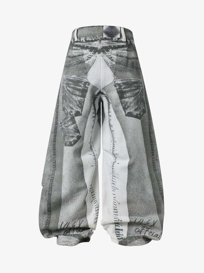 Vintage Illusion Graphic Ultra-Baggy Jeans 