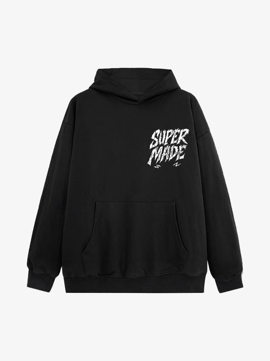 Distressed Graphic Bold Angel Wings Design Hoodie 