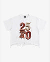 Vintage Washed 250 Graphic Distressed Cropped T-Shirt