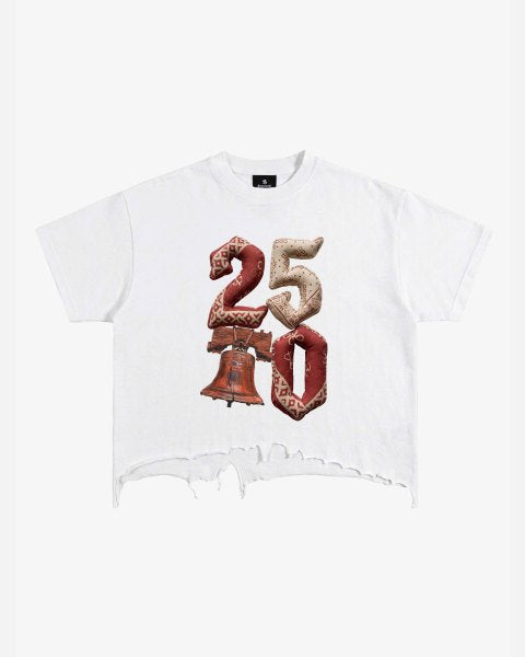 Vintage Washed 250 Graphic Distressed Cropped T-Shirt