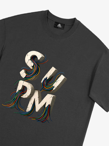SPMD Letter Cable Graphic T-Shirt 