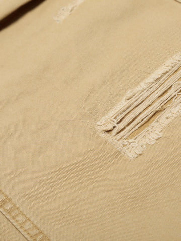 Hole Patch Pleated Multi-pocket Work Wear Casual Pants 