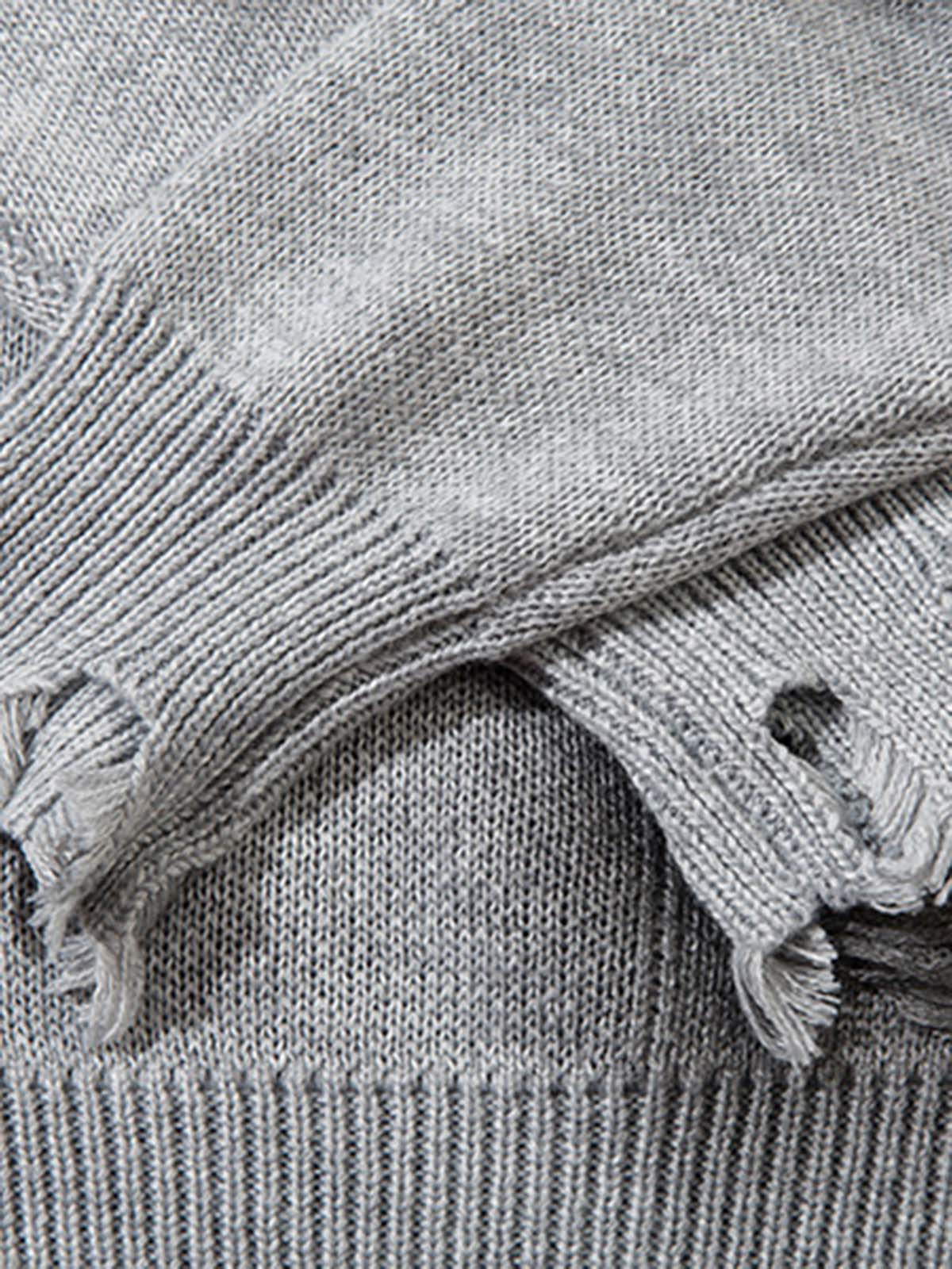 Vintage Spray-Painted Cross Hole Knit Sweater 