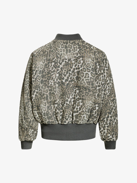 Vintage Leopard Print Bomber Jacket - 2540 