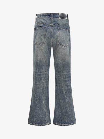 Retro Washed Faded Flared Jeans 