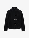 Retro Unique Metal Button Lapel Suede Bomber Jacket - 2538 