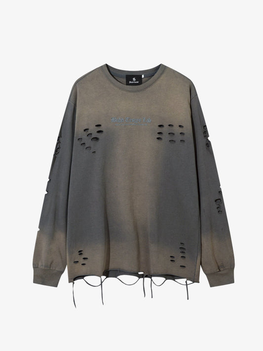 Lässiges Sweatshirt mit Farbverlauf, ausgewaschen und zerrissen