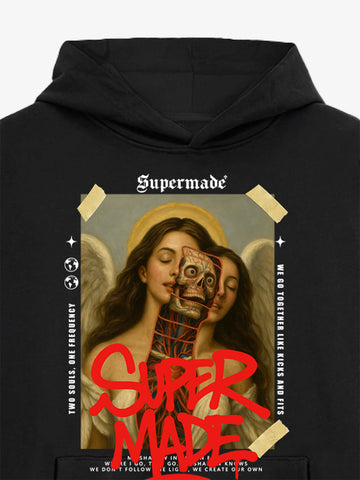 Skull And Face Two Soul Pattern Hoodie 