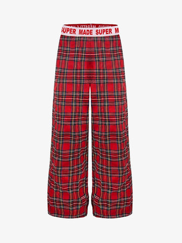 Super Soft Cotton Flannel Pajama Pants – Wide-Leg Plaid Lounge Pants
