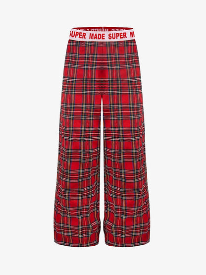 Super Soft Cotton Flannel Pajama Pants – Wide-Leg Plaid Lounge Pants