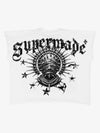 Schwarzes Crop-T-Shirt mit Grafikprint
