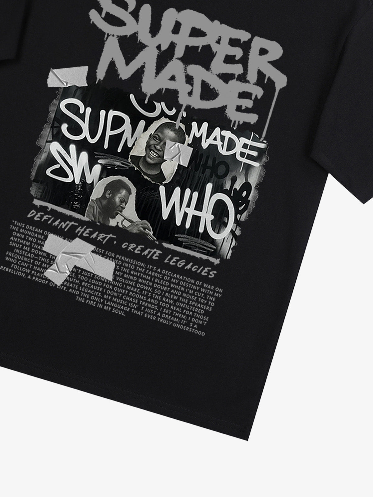 Streetwear Graffiti Character Collage Graphic T-Shirt 