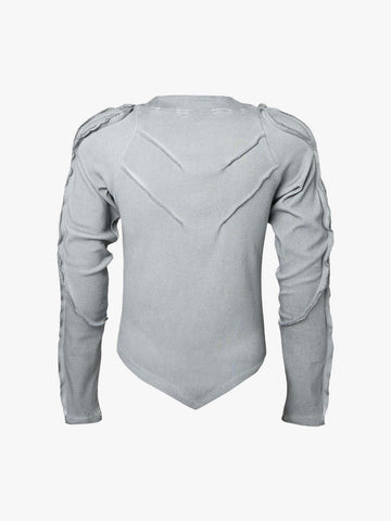 Vintage Washed Sculpted Seam Ribbed Long Sleeve T-Shirt - 2624 
