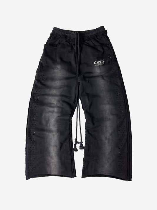 Jogginghose mit Used-Look und Strassbesatz
