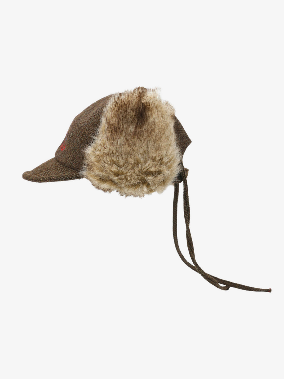 Retro Tweed Plush Earflap Embroidered Letter Cap 