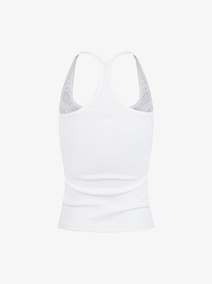 Tanktop mit Union-Jack-Motiv und Racerback-Ausschnitt – Tanktop aus Baumwollmischgewebe mit Nieten