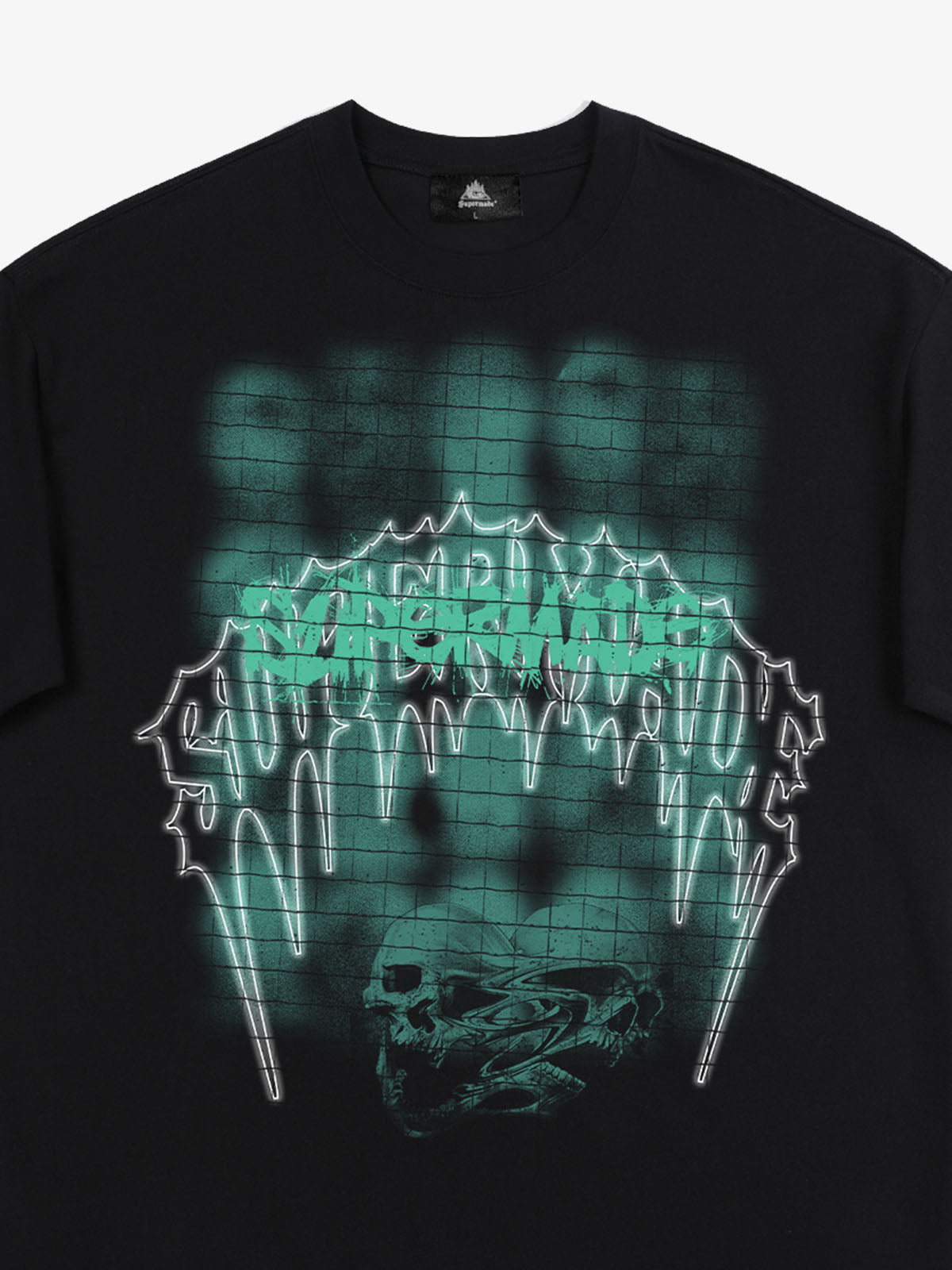 Dark Grid Skull Graphic T-Shirt 