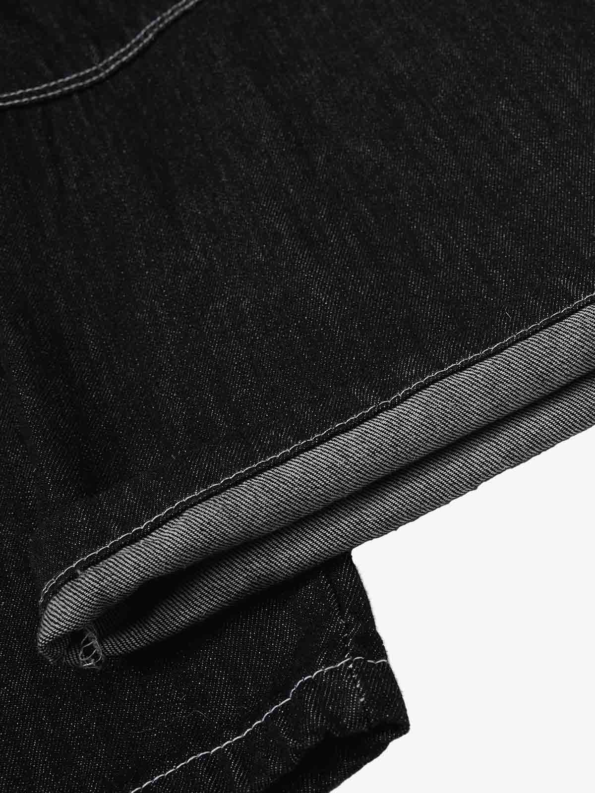 Square Studded Panelled Baggy Jeans 