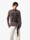 Retro Punk Print Knit Cardigan Long Sleeve Top 