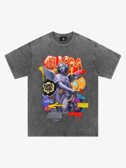 Retro Angel Statue Graffiti T-Shirt 