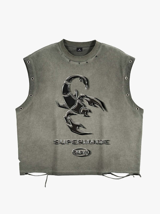 Vintage Chrome Scorpion Washed Sleeveless T-Shirt 
