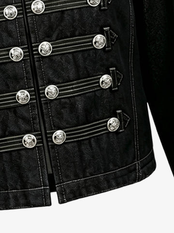 Vintage Militär-Jeansjacke mit silbernen Knöpfen