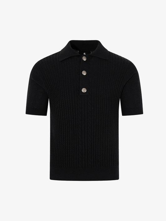 Vintage Zopfstrick-Poloshirt