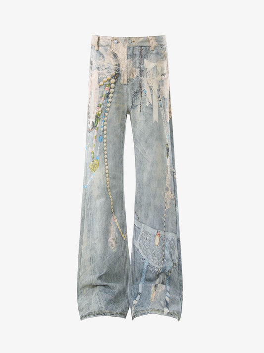 Jewelry Graphic Flared Pants 