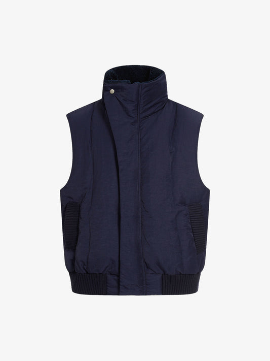 Street High-Neck Asymmetrical Placket Cotton Vest 