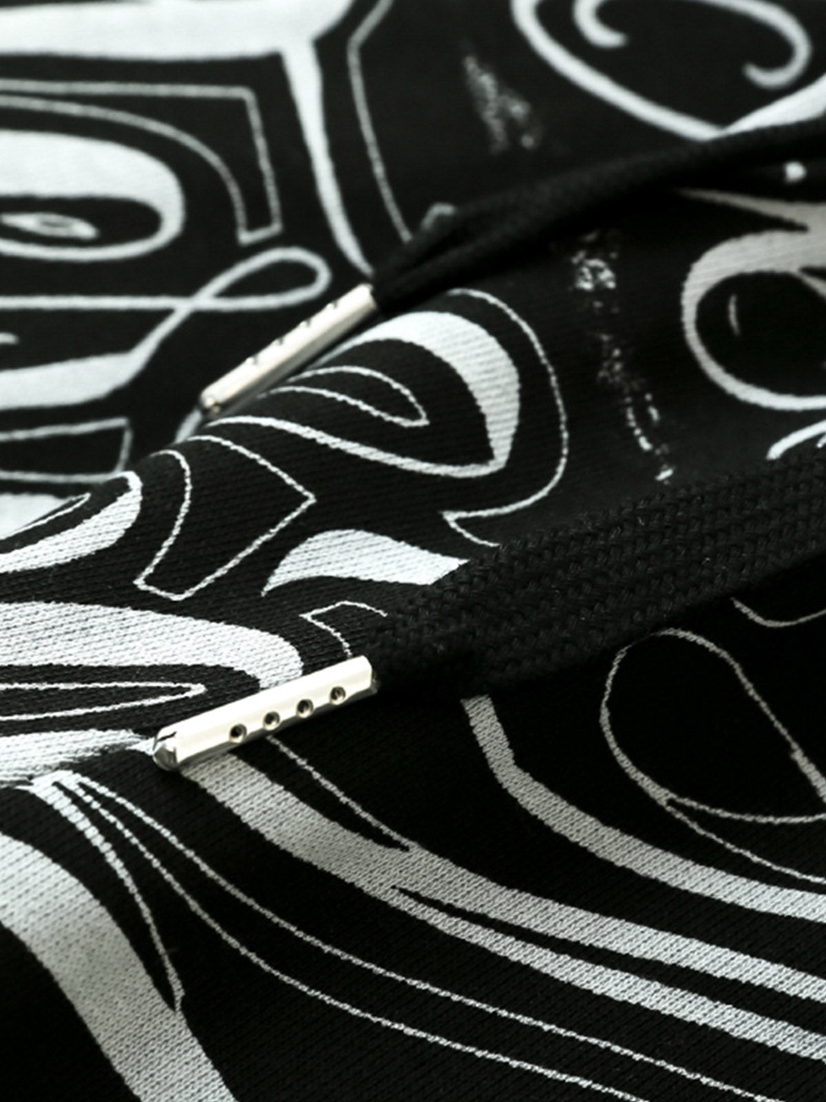 Black & White Graphic Lounge Shorts – Elastic Waist Drawstring Streetwear Shorts