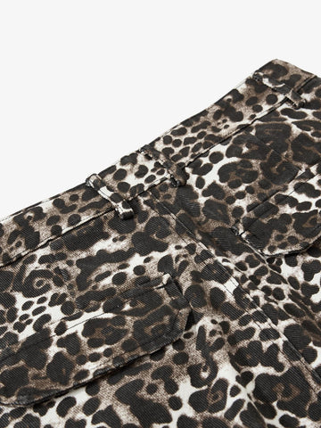 Leopard Print Cargo Wide Leg Pants 