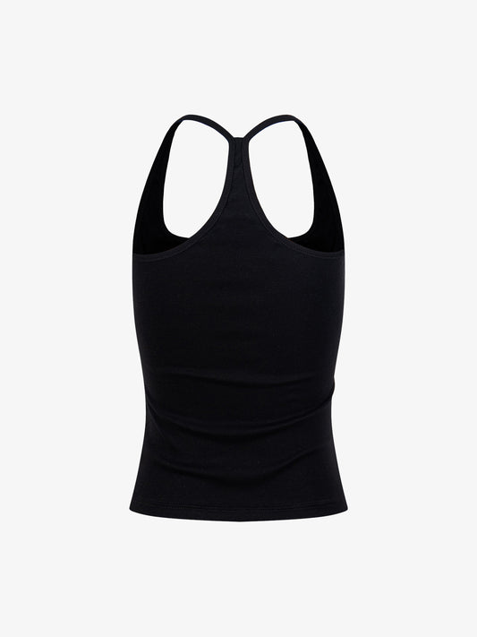 Tanktop mit Union-Jack-Motiv und Racerback-Ausschnitt – Tanktop aus Baumwollmischgewebe mit Nieten