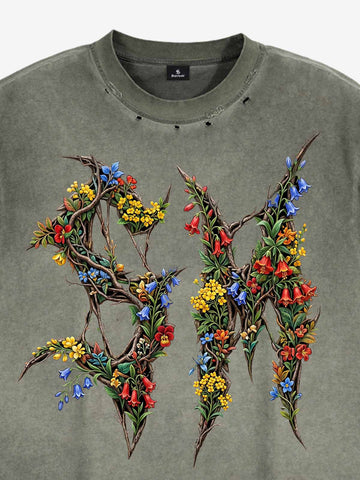 Washed Floral Graphic Sleeveless T-Shirt 