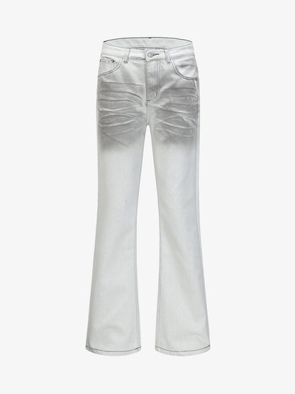 Retro Utility Dirty Wash Whisker Detail Flare Jeans 