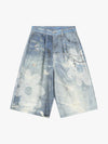 Distressed Dirty 3D Floral Denim Shorts 