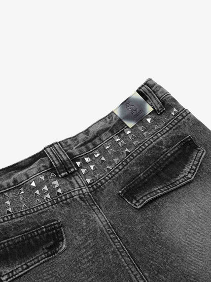 Stacked Flared Ripped Washed Pants 