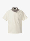 Kariertes T-Shirt mit asymmetrischer Knopfleiste und Kragen