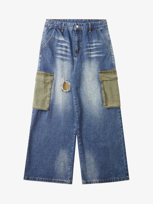 Thesupermade Homemade Large Pocket Cargo Jeans 