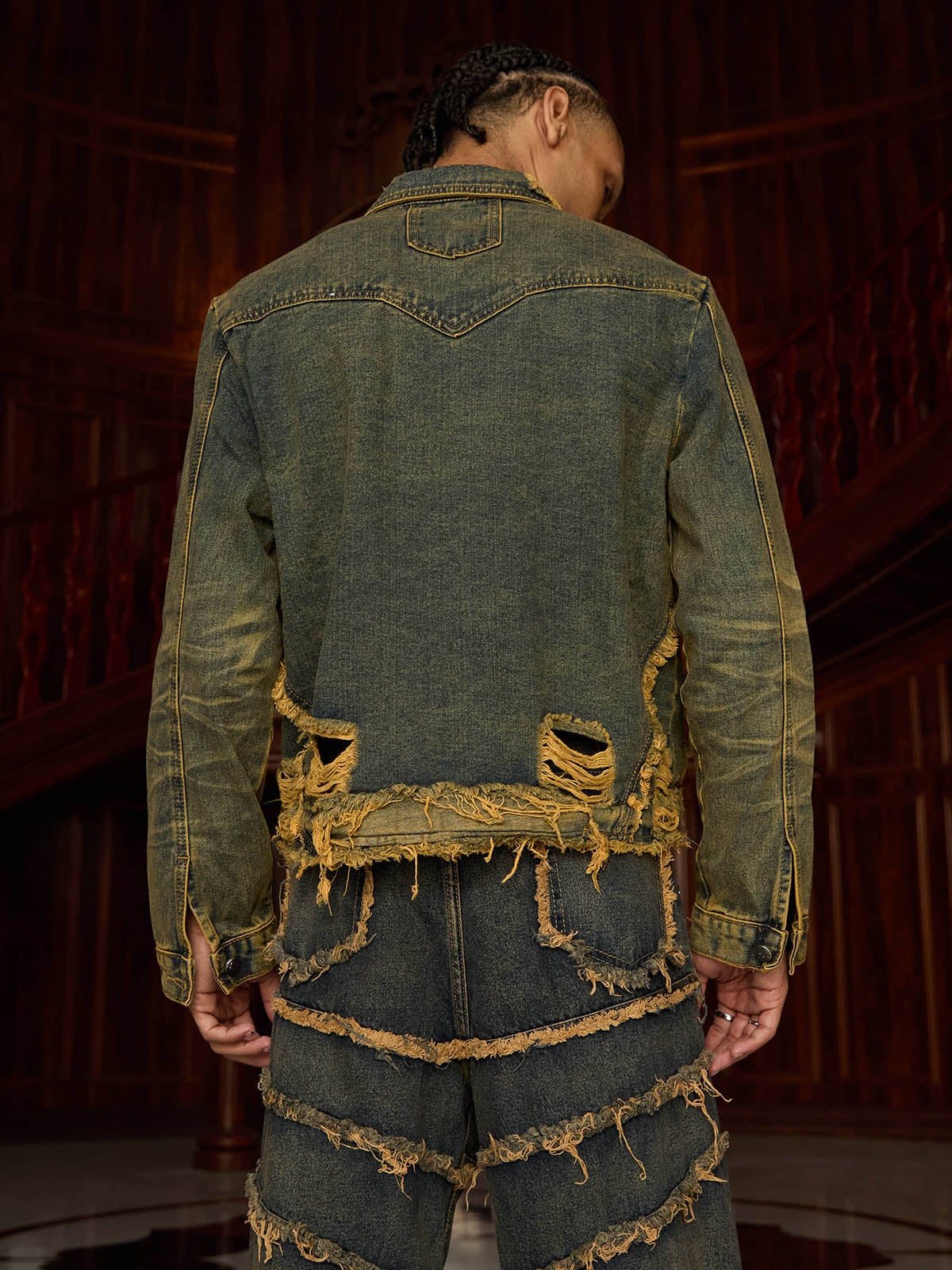 Thesupermade Distressed Washed Denim Jacket 