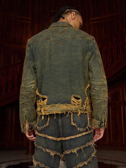 Thesupermade Distressed Washed Denim Jacket 