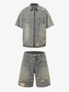 Ripped Denim Distressed Suit - 2460 