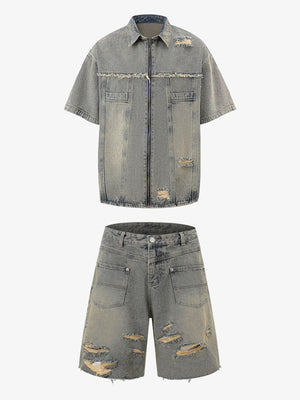 Ripped Denim Distressed Suit - 2460 