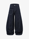 Deconstructed Contrast Stitching Barrel Jeans - 2326 