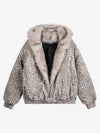 Cotton Cheetah Print Mink Fur Hooded Jacket - 2270 