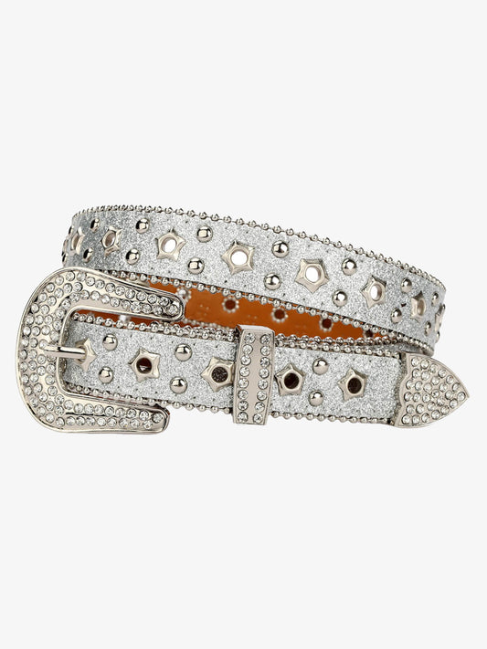 Sparkling Silver Rhinestone Embellishments Belt - 2446 