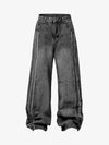Thesupermade Washed Distressed Raw Edge Baggy Jeans - 2271 