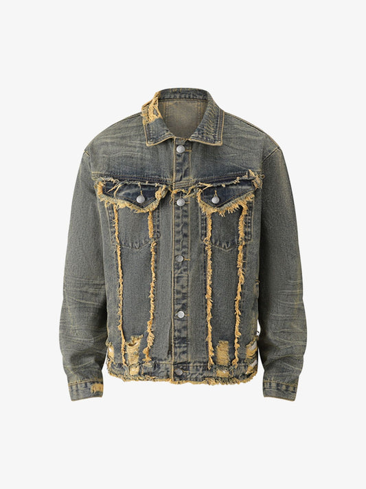 Thesupermade Distressed Washed Denim Jacket 