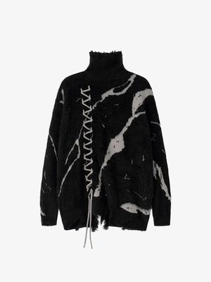 Thesupermade Ripped Knit Turtleneck Sweater - 1525 
